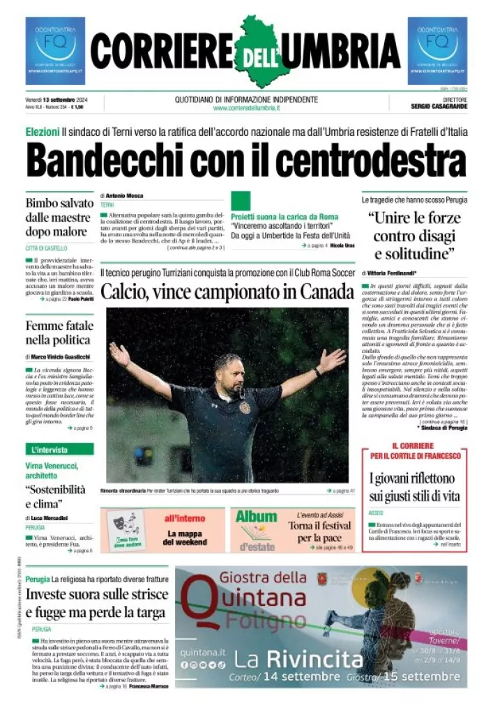 Prima-pagina-corriere umbria-del-2024-09-13